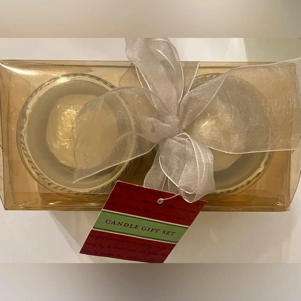 New in package silver sequin votive candle gift set